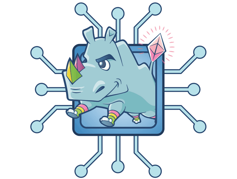 Leslie the rhino on her own computer chip.